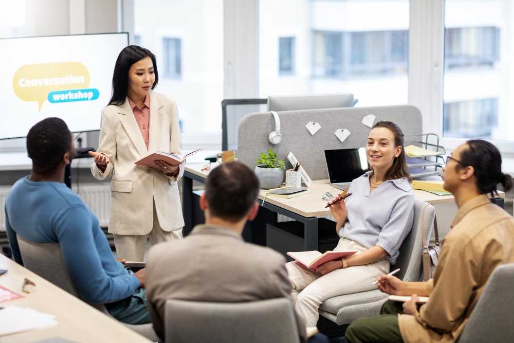 A conference room discussion