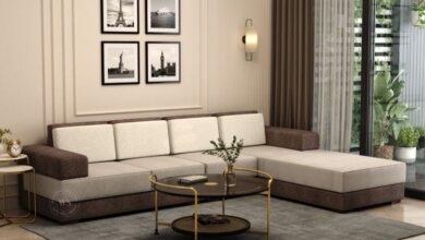L shape sofa design from wooden street
