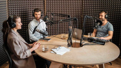A podcast being recorded