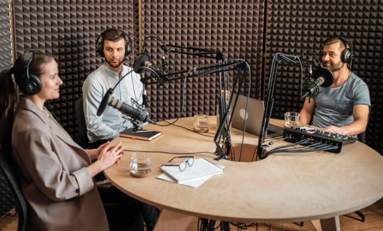 A podcast being recorded