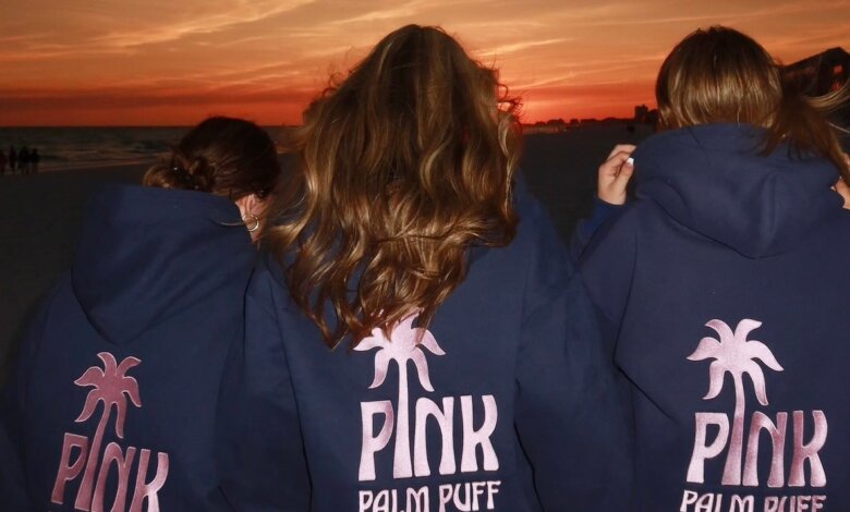 Pink Palm Puff Hoodie