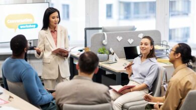 A conference room discussion