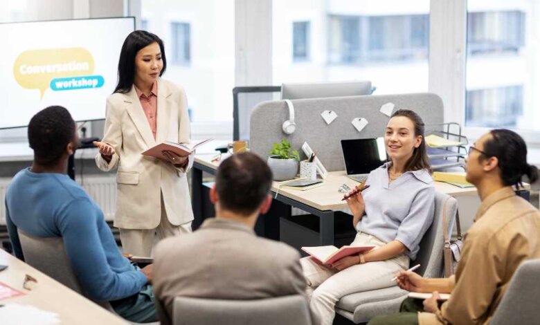 A conference room discussion