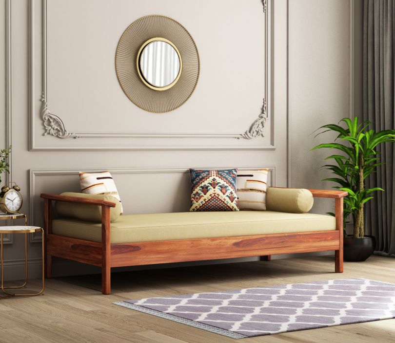 diwan bed design from wooden street