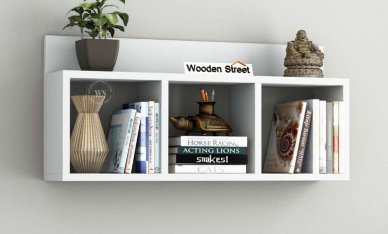 buy wall shelf design from wooden street