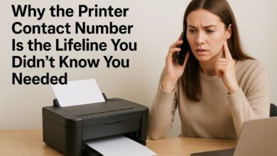 User calling a printer contact number for help with a malfunctioning printer.