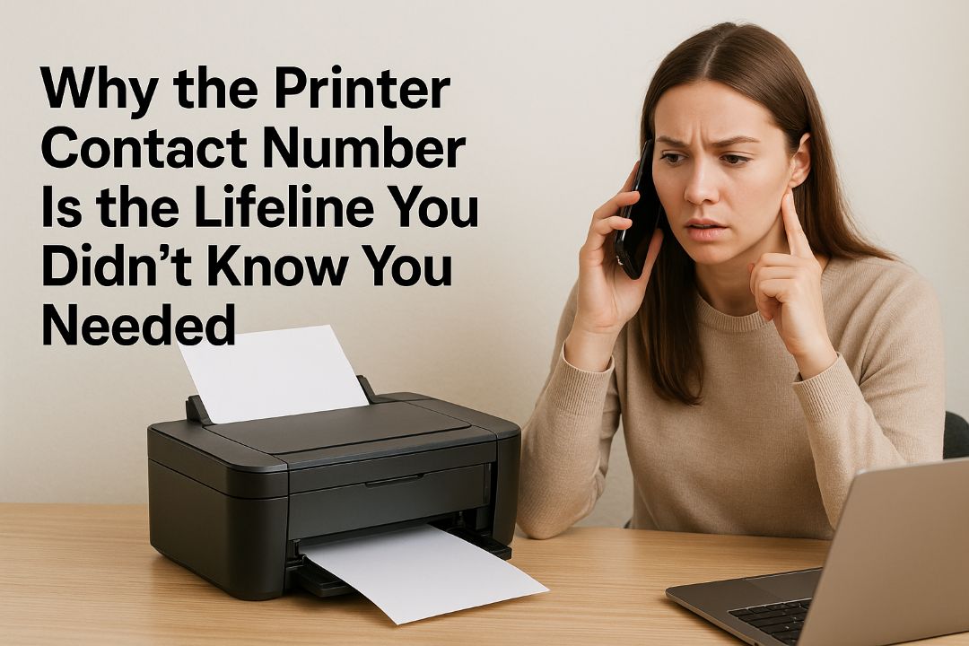 User calling a printer contact number for help with a malfunctioning printer.