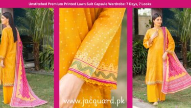 Unstitched Premium Printed Lawn Suit Capsule Wardrobe: 7 Days, 7 Looks - JACQUARD CLOTHING
