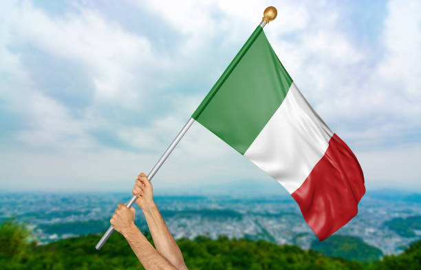 person hold Italy flage