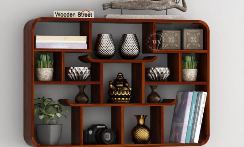 buy wall shelf design from wooden street