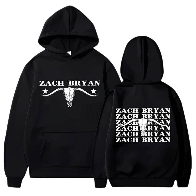 Zach Bryan Bull Skull Black Hoodie