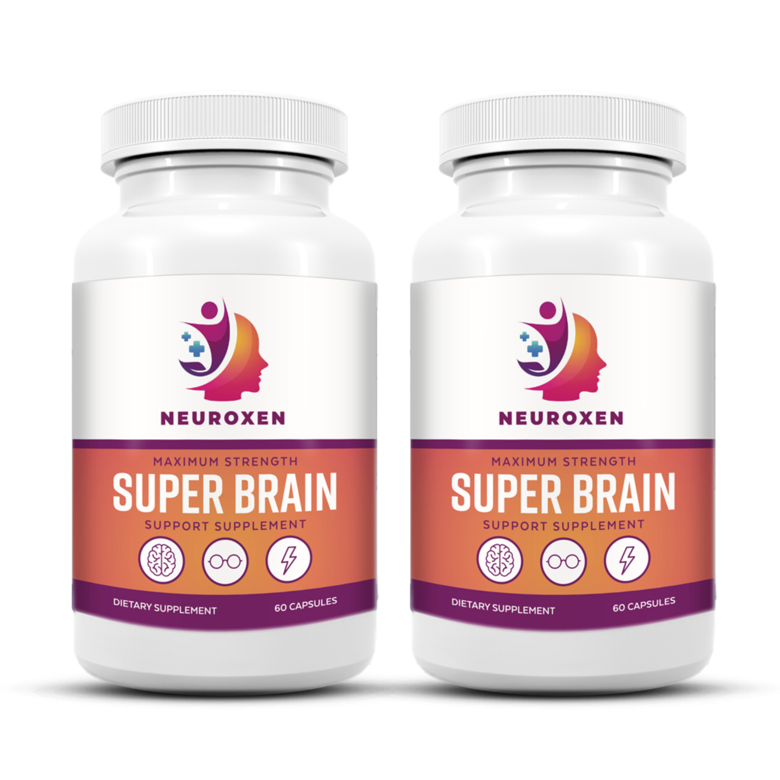 Professional image of the Neuroxen Brain Health Support bottle alongside a brain model and fresh natural ingredients.