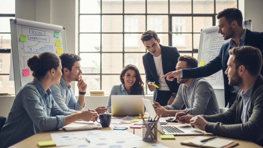 Digital marketing agency team working on SEO and online strategy