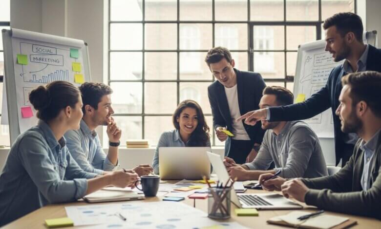 Digital marketing agency team working on SEO and online strategy