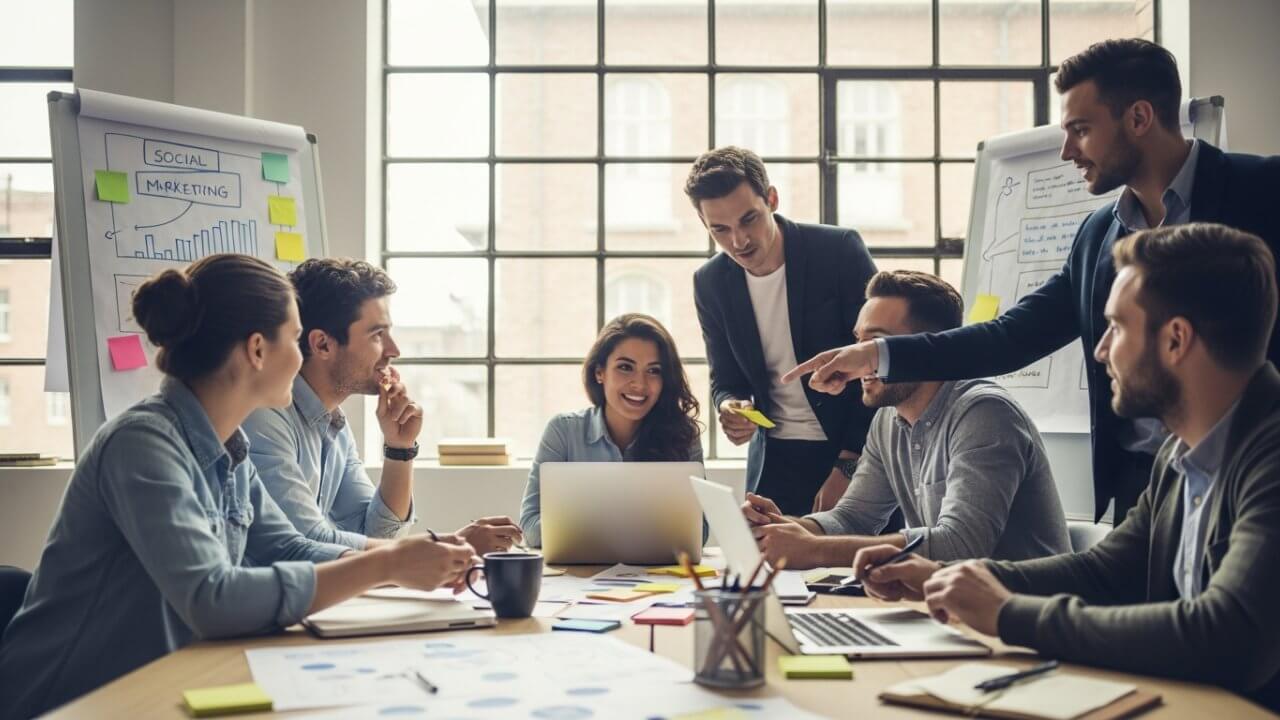 Digital marketing agency team working on SEO and online strategy